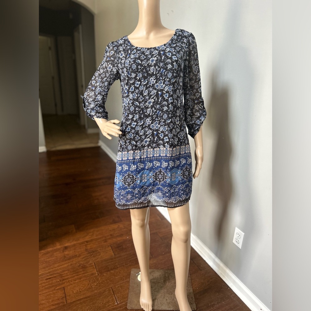 Speechless Blue Floral Boho Mini Dress